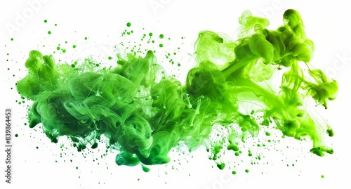 abstract green smoke explosion on white background