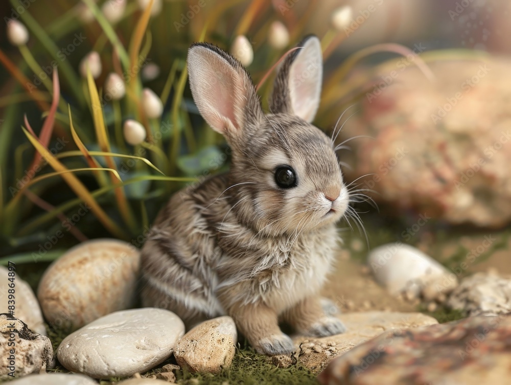 Fototapeta premium adorable baby bunny in nature