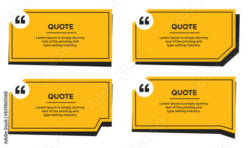 Quotation Mark Speech text box frame in geometric  shapes with quote marks template vector set