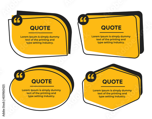 Quotation or Comment Speech text box frame with quote marks vector illustration set
