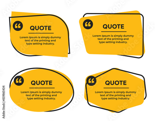 Quotation Mark Speech text box frame with quote marks vector illustration set
