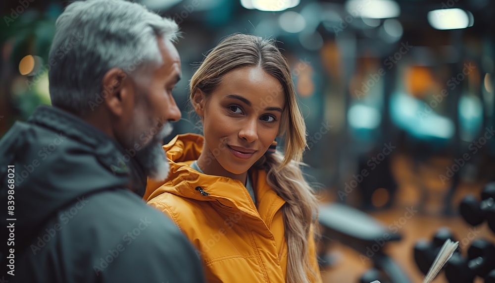 Fototapeta premium Woman in yellow smiling at camera
