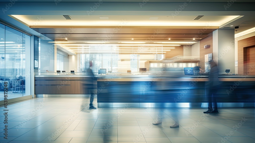 image blurred bank interior