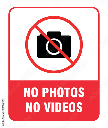 No Photos No Videos Sign Sticker Vector Isolated On a White Background