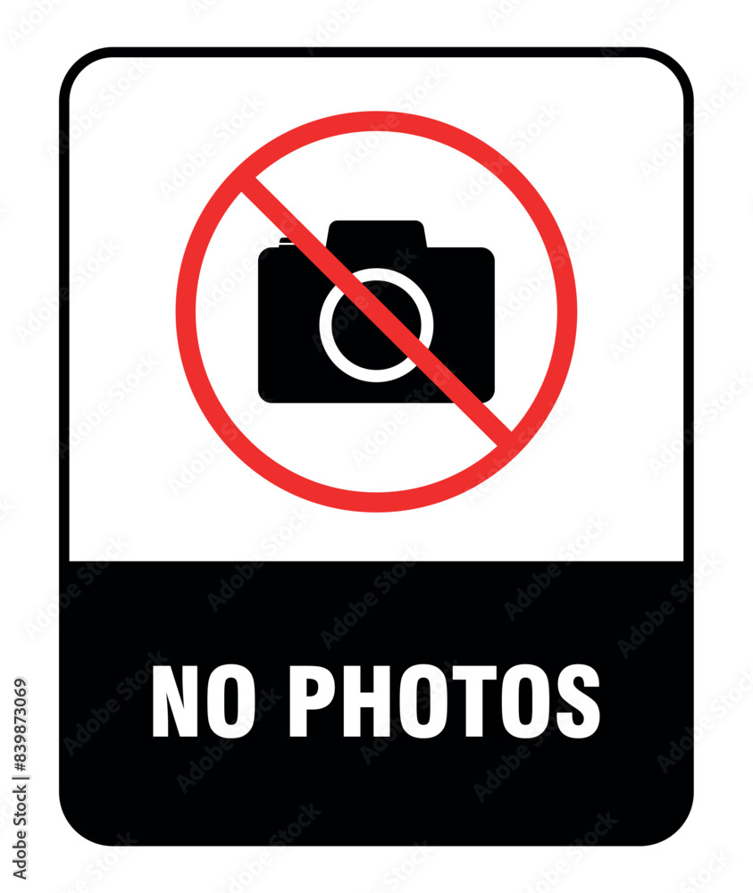 No Photos Sign Sticker Vector Isolated On a White Background No Photos Sign Sticker Vector Isolated On a White Background
