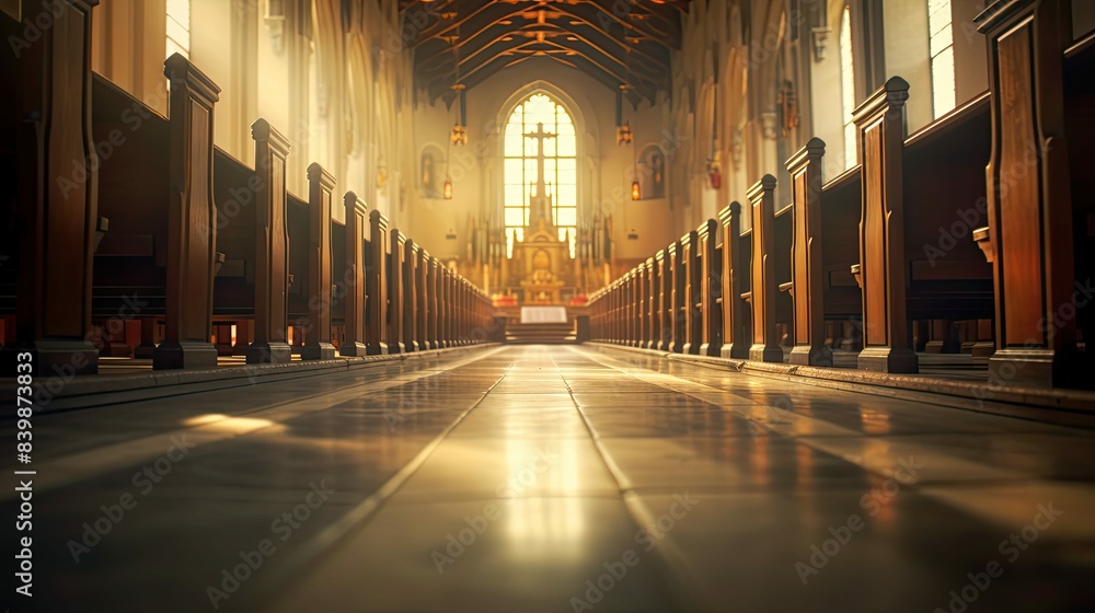Fototapeta premium stained blurred catholic church interior