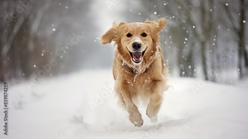 snow golden retriever christmas