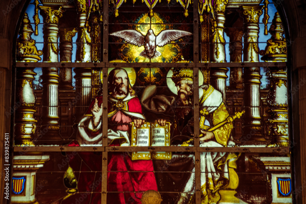 Obraz premium stained glass window in saint cathedral city