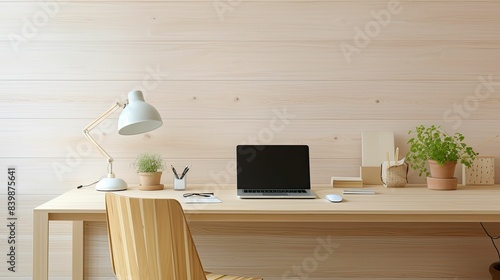 office light wood table photo