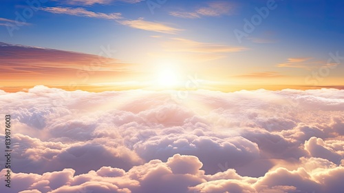 aerial above clouds sun