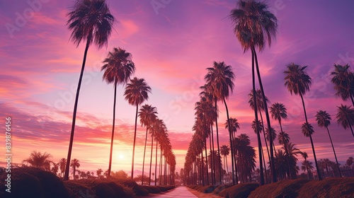 sunaerial palm trees pink photo