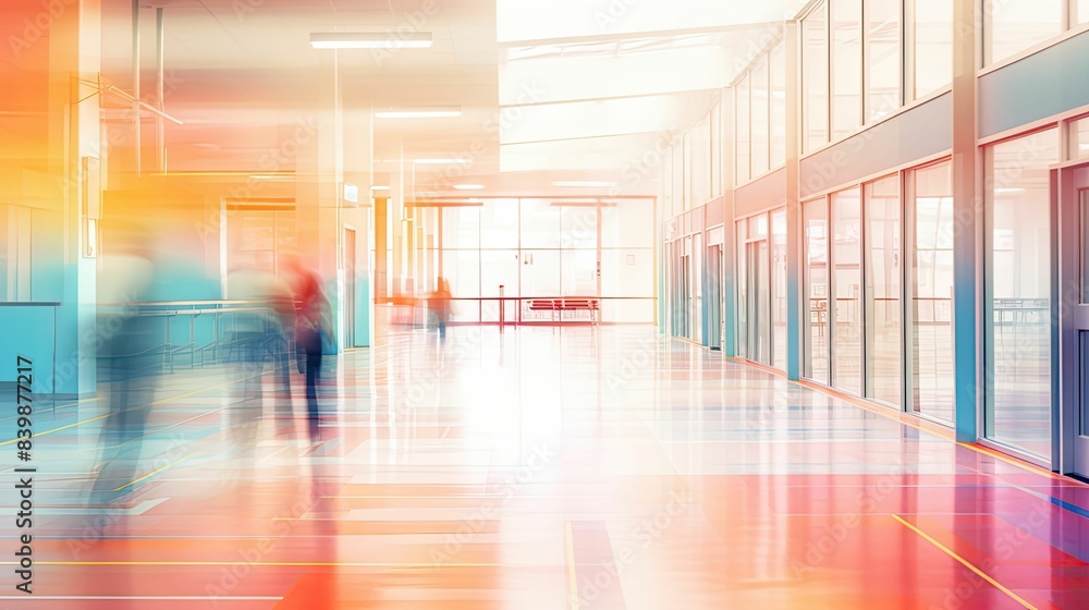 photograph blurred school building interior