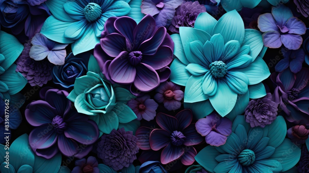 petals teal purple petals teal purple