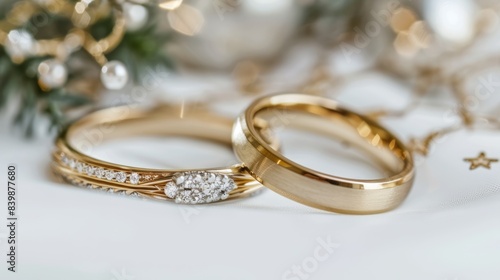 Gold wedding rings with gems