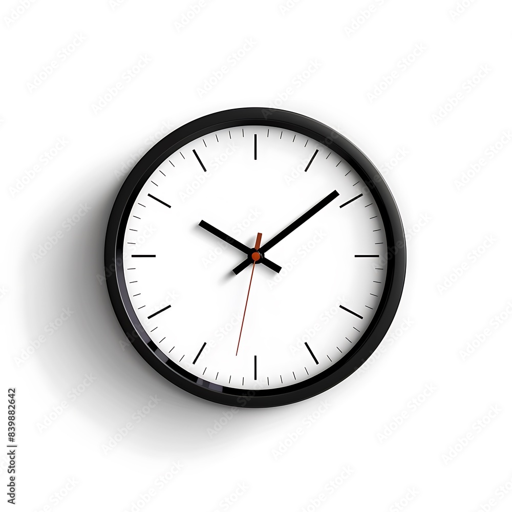 A realistic photo of a wall clock with business time management on a white background, symbolizing efficiency and productivity A realistic photo of a wall clock with business time management on a white background, symbolizing efficiency and productivity