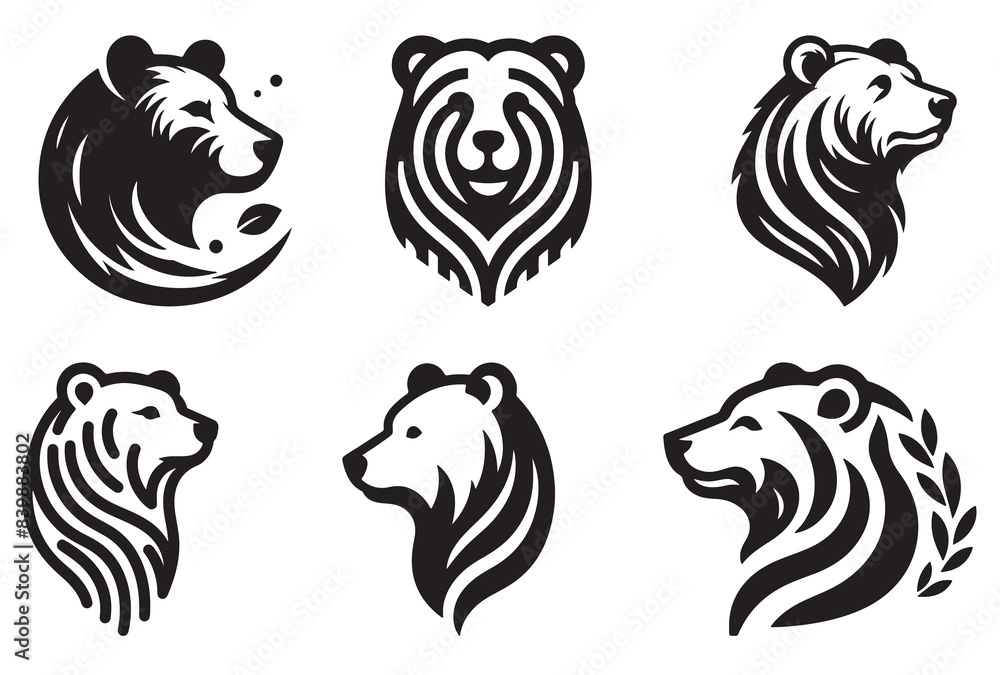 Vector silhouettes of Bear Set Vector silhouettes of Bear Set