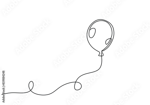 Balloon continuous line drawing. Holiday festive present birthday gift concept vector illustration.