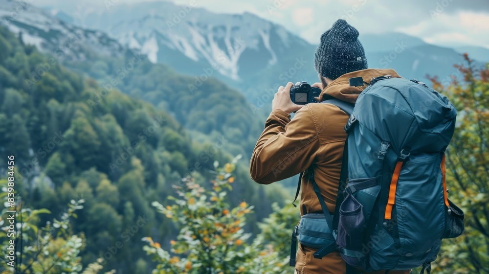 man takes a photo of the landscape with his camera generative ai man takes a photo of the landscape with his camera generative ai