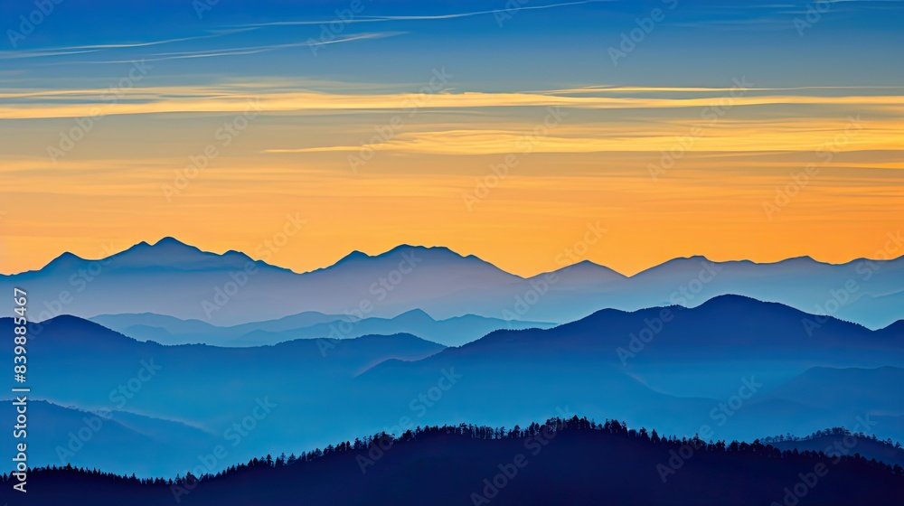 Obraz premium range blue and yellow sky