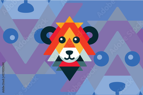 dog face logo with a geometric and groove concept, suitable for pet care companies