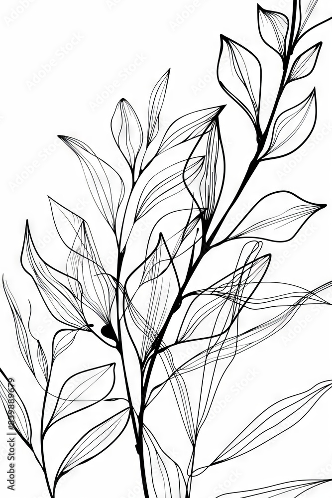 Fototapeta premium Abstract minimalistic Boho Bohemian elements design vector line art with a solid monochromatic background
