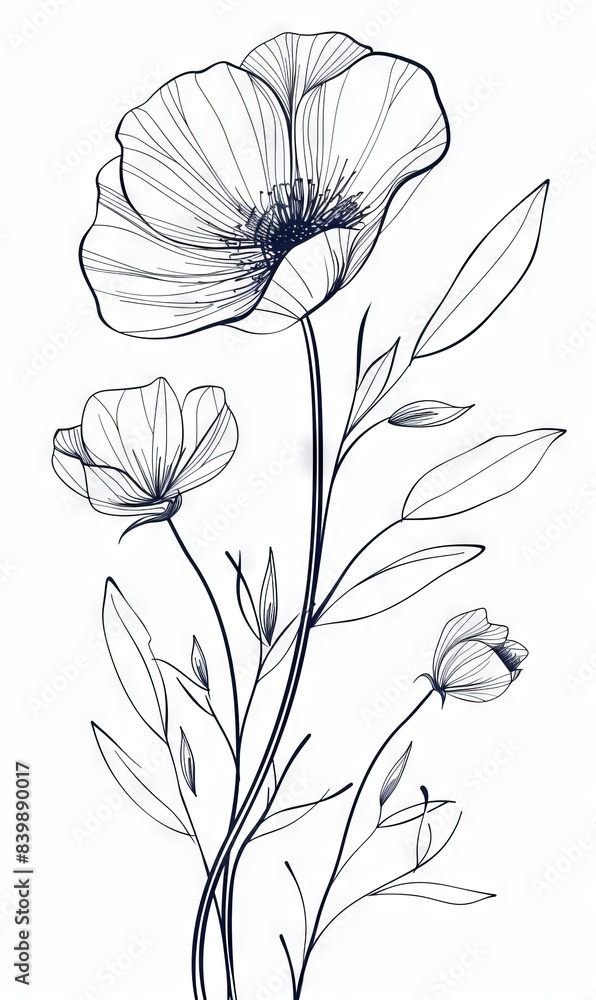 Fototapeta premium Abstract minimalistic Boho Bohemian elements design vector line art with a solid monochromatic background