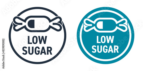 Low Sugar badge in bold line - low charge level of candy