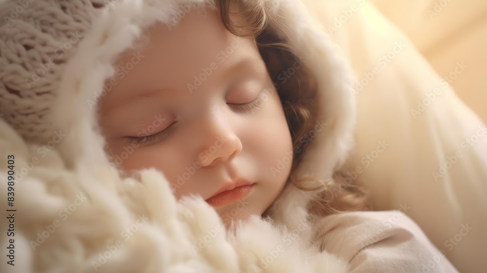 A peaceful, sleeping child wrapped in a cozy white blanket, capturing the innocence and tranquility of childhood in a warm, soft light. A peaceful, sleeping child wrapped in a cozy white blanket, capturing the innocence and tranquility of childhood in a warm, soft light.