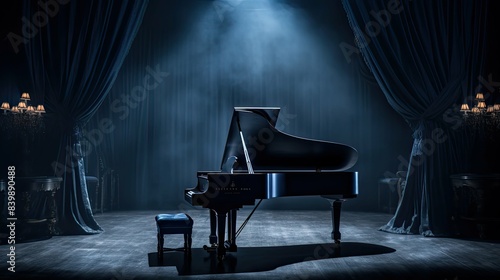 piano dark theatre stage © vectorwin