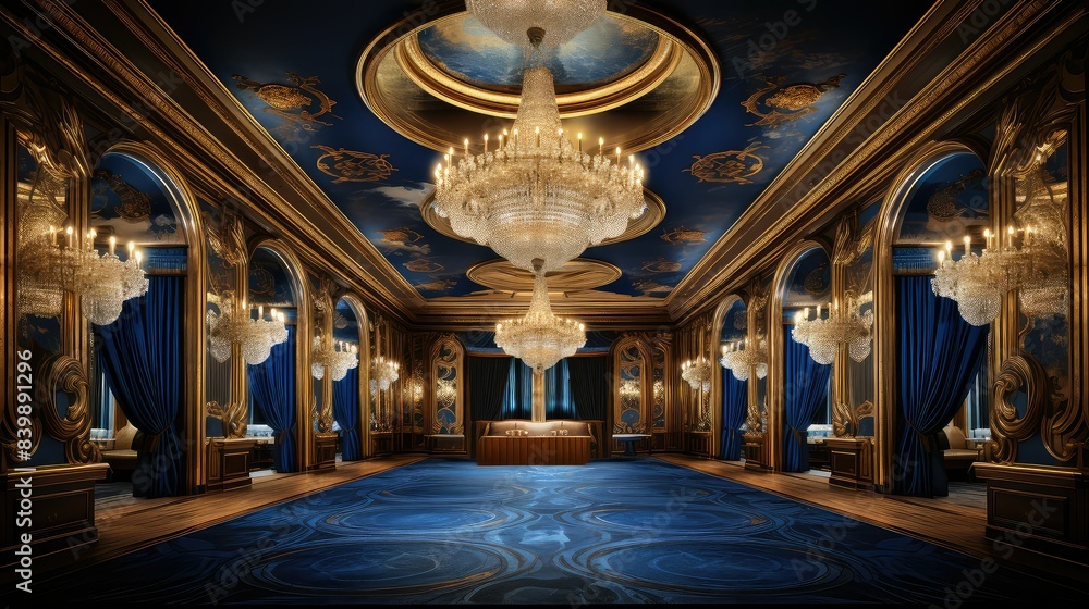 Obraz premium velvet blue and gold brochure