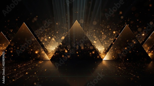 geometric black and gold lights background