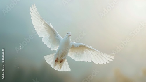 White dove flying in the sky background