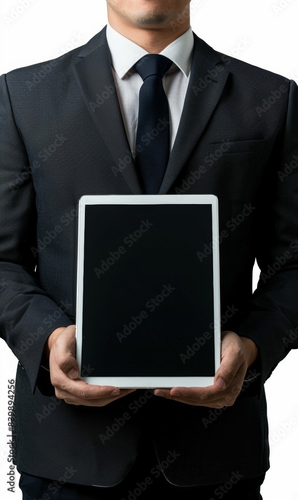 businessman holding a tablet Exhibiting modern technology and business communication businessman holding a tablet Exhibiting modern technology and business communication