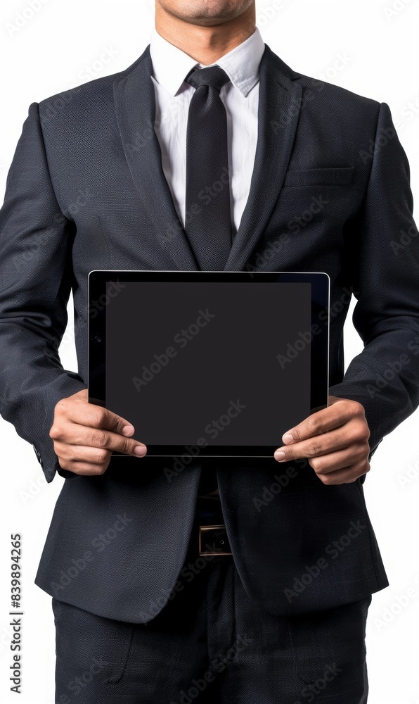 businessman holding a tablet Exhibiting modern technology and business communication businessman holding a tablet Exhibiting modern technology and business communication