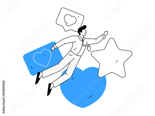 Virtual characters social communication concept business flat vector hand drawn illustration
