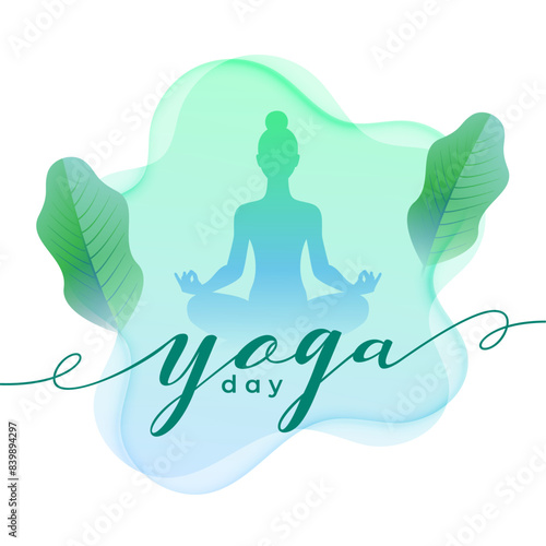 yoga day event background with natural green leaves