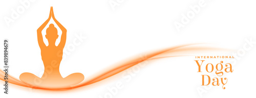 international yoga day white banner woman in asana