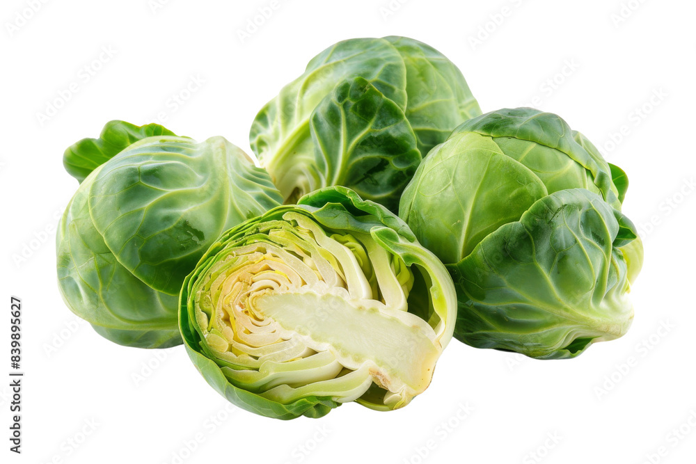 Fototapeta premium Fresh Brussels Sprouts Isometric on white background