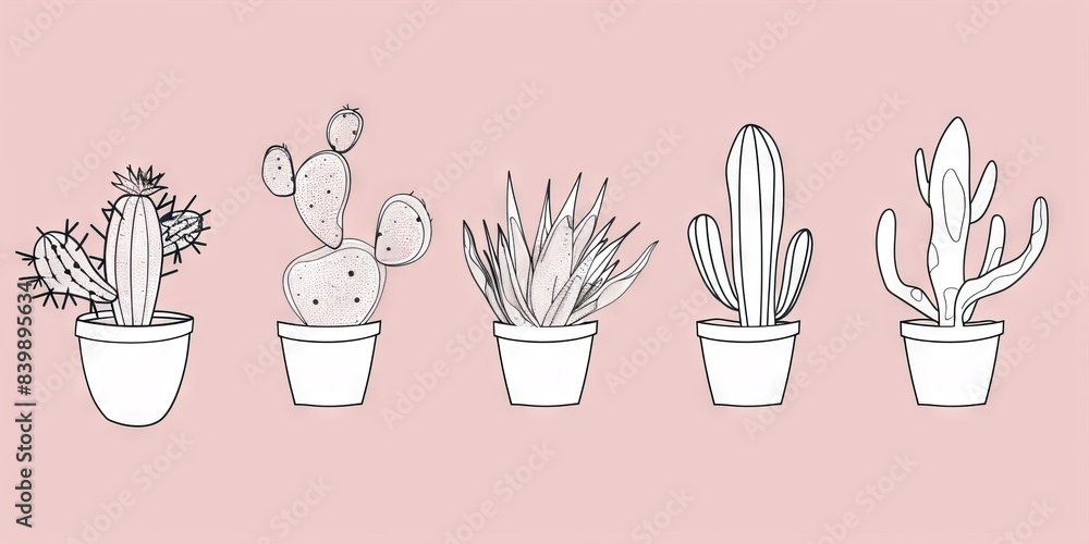 Obraz premium Abstract minimalistic Boho Bohemian elements design vector line art with a solid monochromatic background