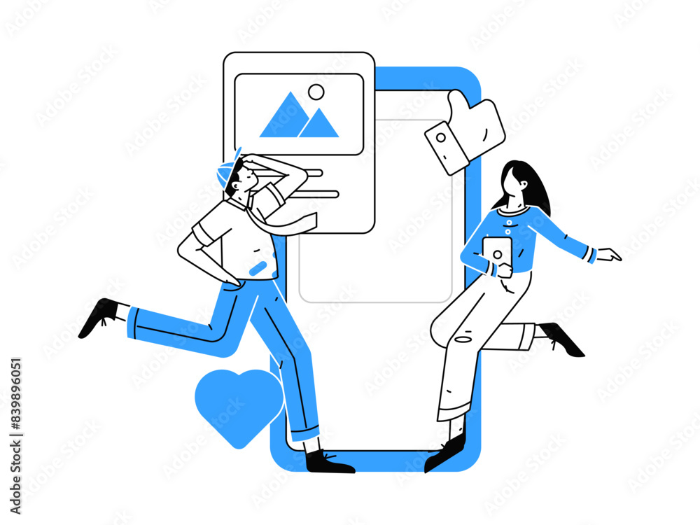 Virtual characters social communication concept business flat vector hand drawn illustration
Virtual characters social communication concept business flat vector hand drawn illustration