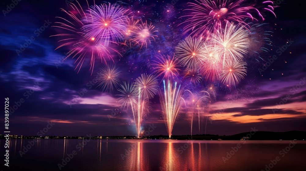 Fototapeta premium celebration dark purple sky