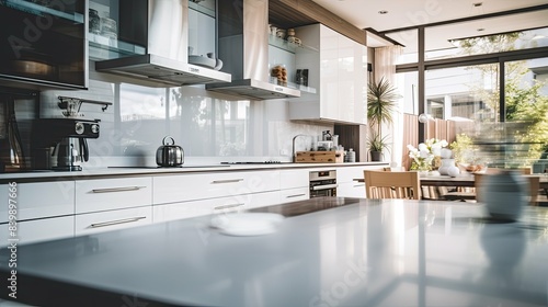 kitchen blurred home interior photography