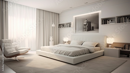 sleek blurred bedroom interior design