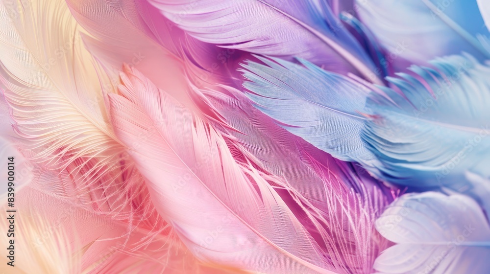 Fototapeta premium pastel colour feather abstract background, generative ai