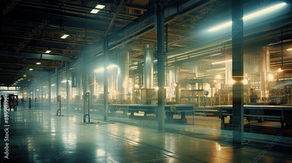 photograph blurred manufacturing plant interior photograph blurred manufacturing plant interior