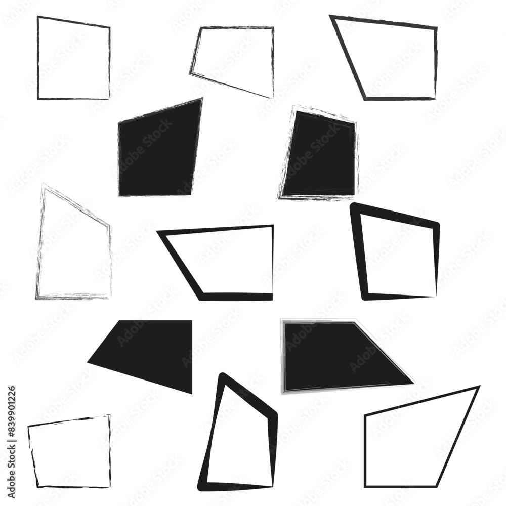Abstract polygon shapes. Irregular geometric forms. Black and white. Vector illustration. Abstract polygon shapes. Irregular geometric forms. Black and white. Vector illustration.