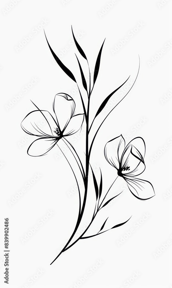 Obraz premium Abstract minimalistic Boho Bohemian elements design vector line art with a solid monochromatic background