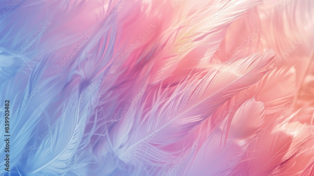 Obraz premium pastel colour feather abstract background, generative ai