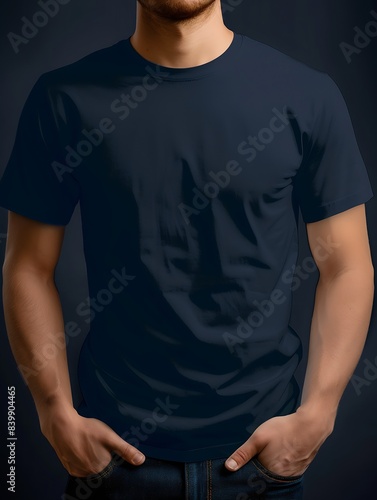 T-Shirt mockup dark blue : Generative AI © The Little Hut