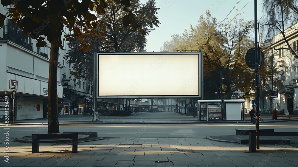 horizontal light gray billboard on the street in good sunny weather : Generative AI horizontal light gray billboard on the street in good sunny weather : Generative AI